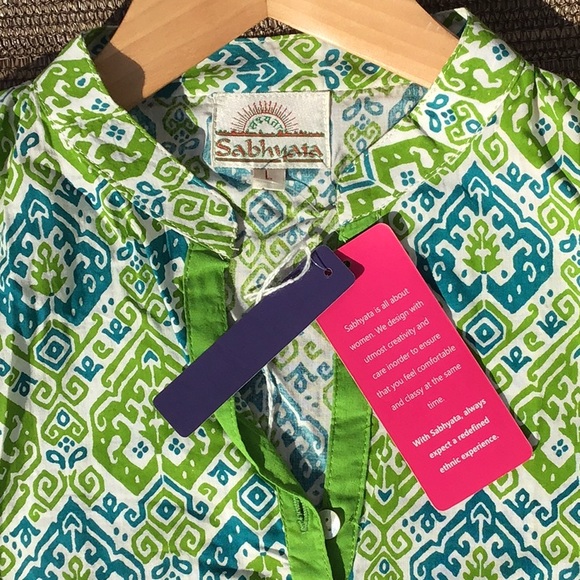 Sabhyata L Green Tunic Made in India Anthropologie NWT - Picture 3 of 10